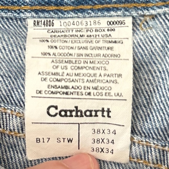 Men's CARHARTT B17-STW Relaxed Fit Stonewashed Denim Dungaree - 38 W x 34 L - Picture 13 of 13